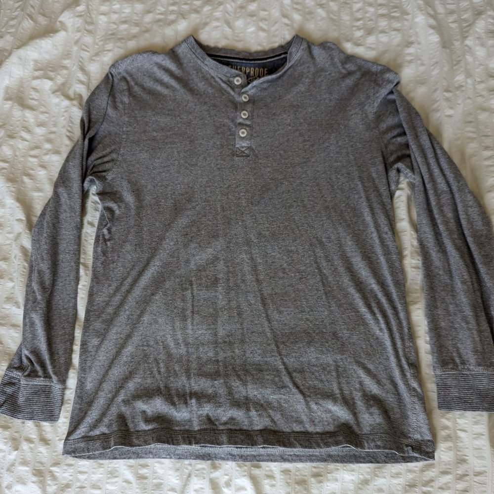 Weatherproof Vintage Henley Long Sleeve Gray Shirt